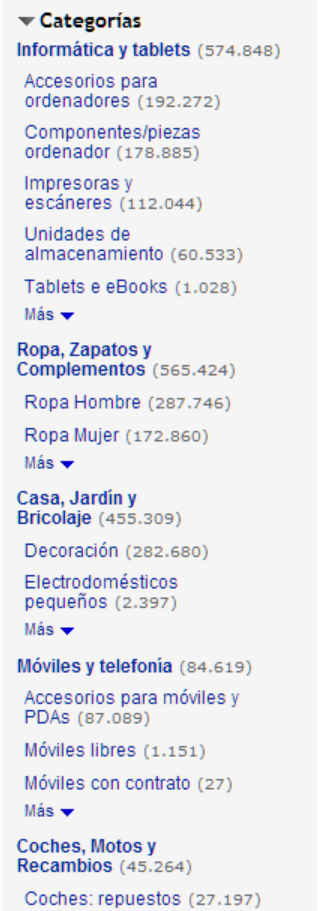 Categorias de ventas