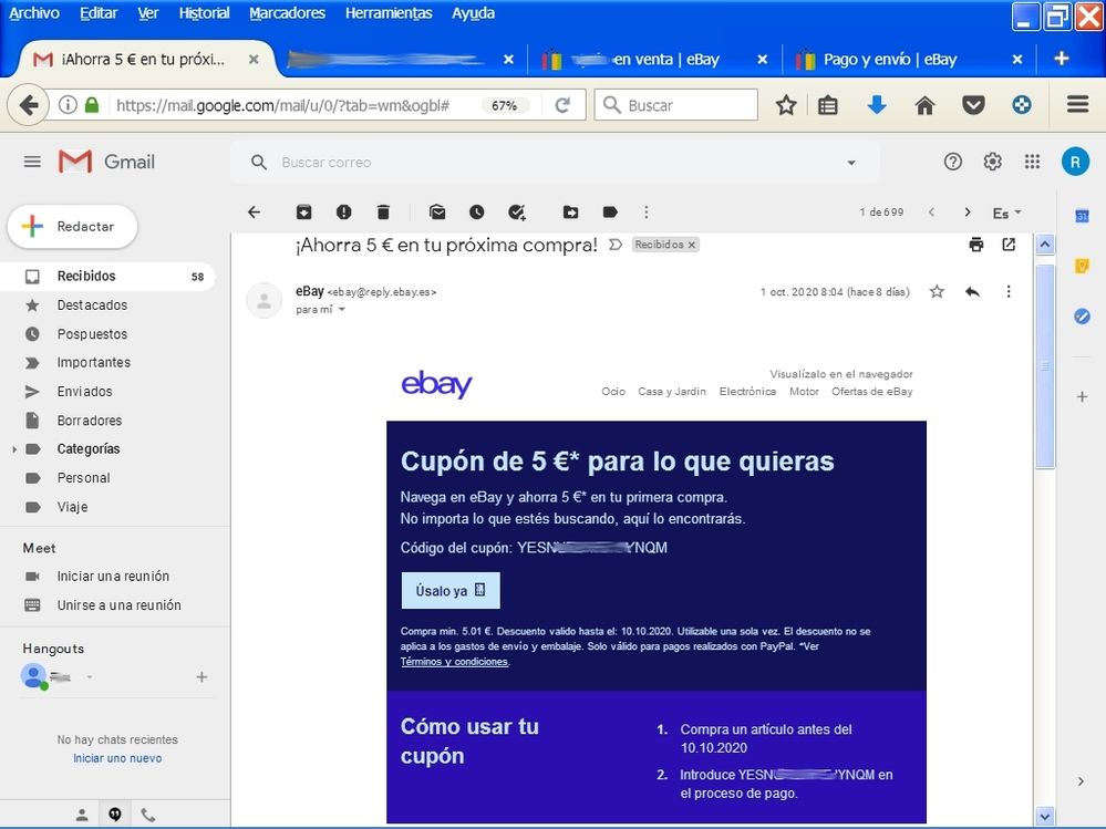 Cupon eBay descuento 5€ ,.JPG